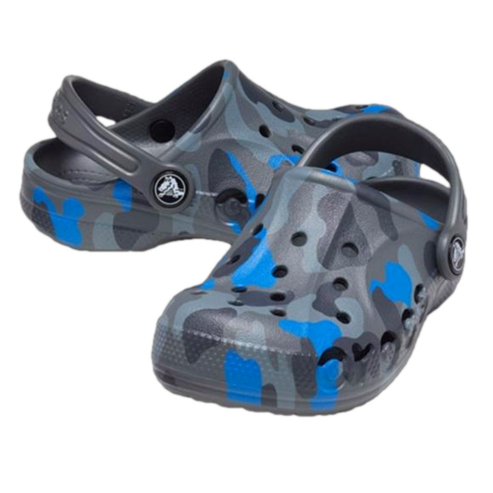 Crocs Iconic Comfort Size 10C Preschooler Child Camo Grey Blue Sandals